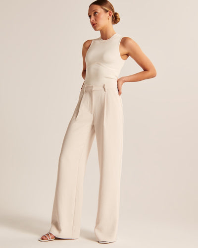 Beige Wide-Leg Pants