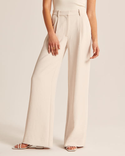 Beige Wide-Leg Pants